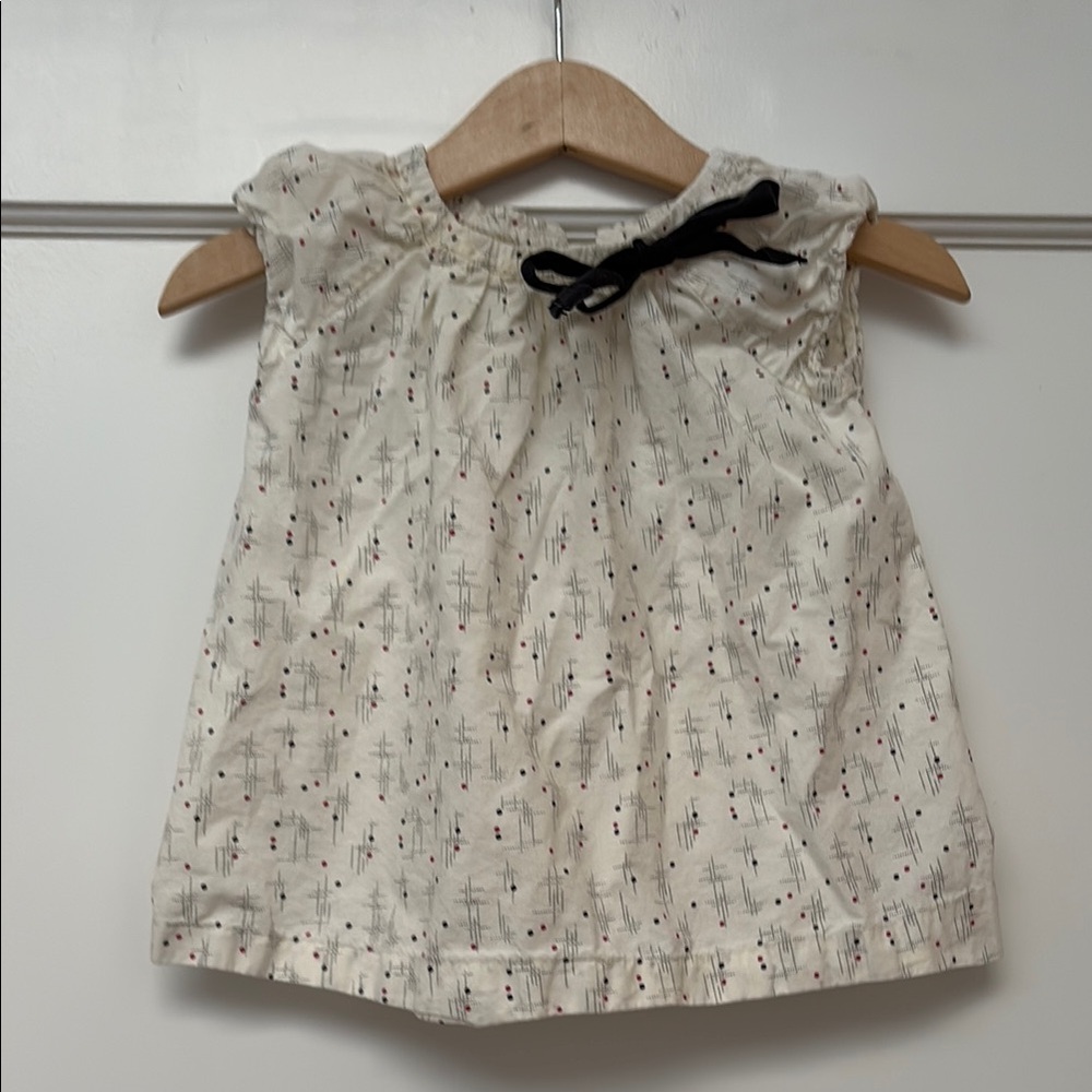 Bonpoint Charming Cream Kids Dress with Bow Accent